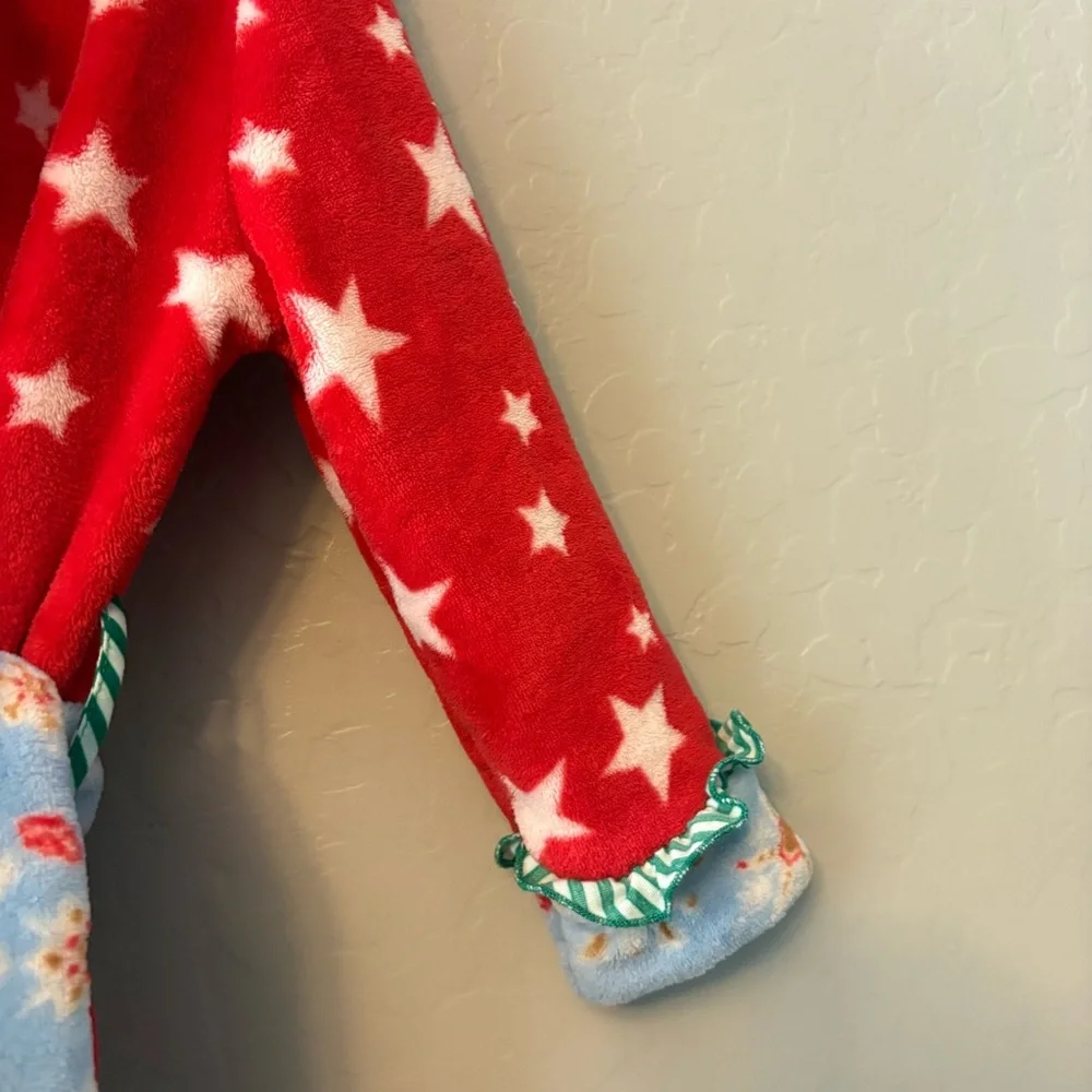 Matilda Jane evening in christmas red star holiday girls hooded robe size 4-6
